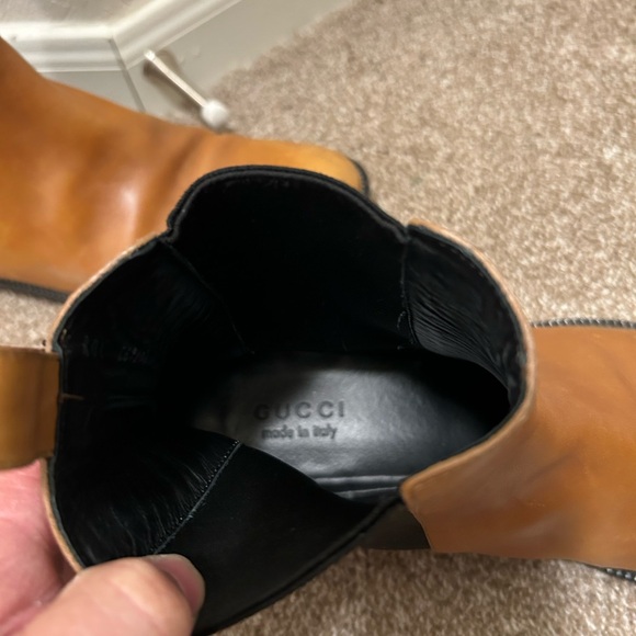 Men’s Gucci Leather Boots Chelsea pull on boots 10.5 size Made in Italy - Picture 5 of 7
